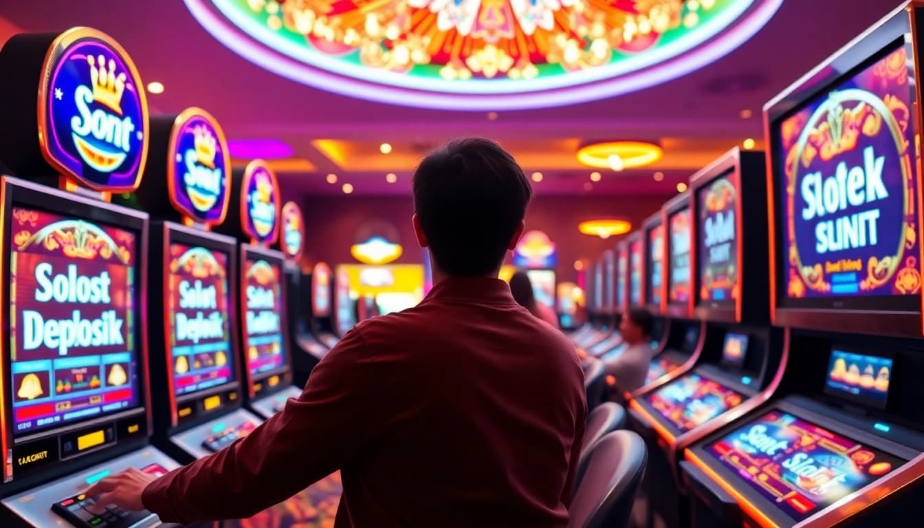 Permainan slot deposit 1k yang menarik dengan pemain bersemangat di lingkungan kasino