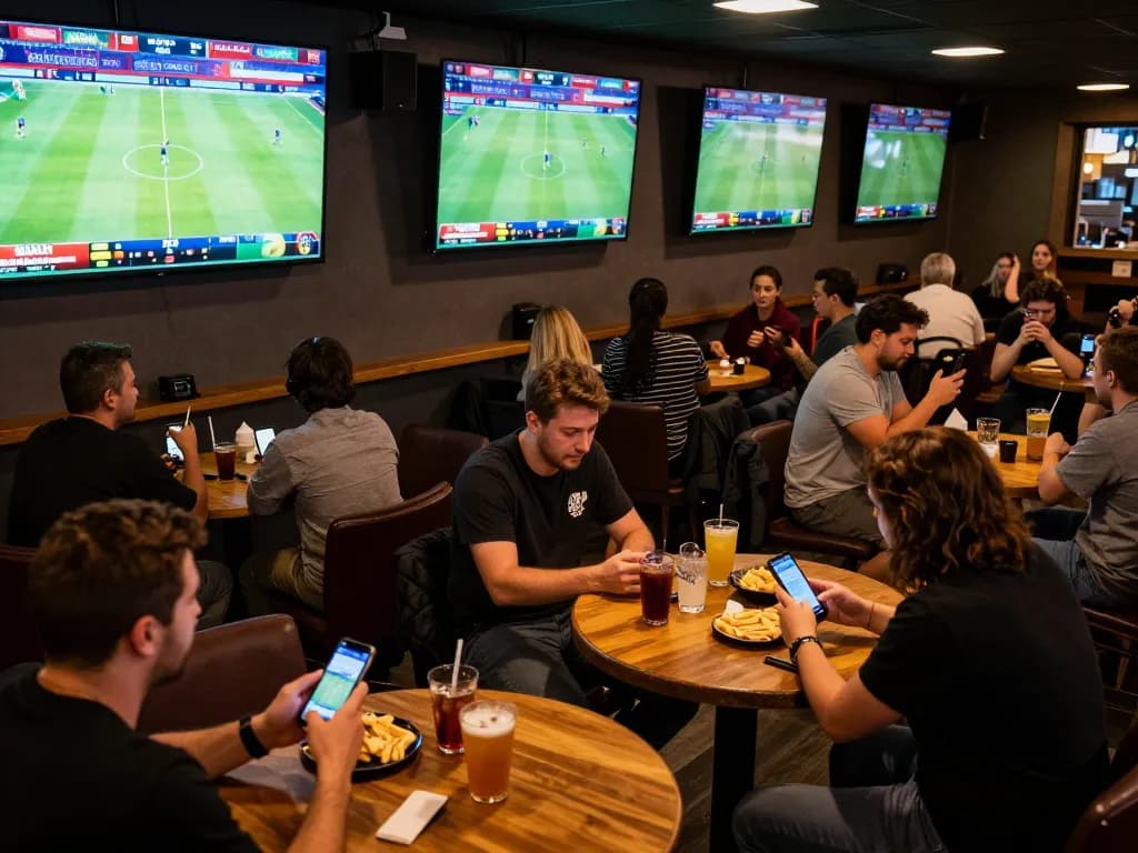 Exciting sports betting scene at RR88 with enthusiastic patrons engaging in live games.