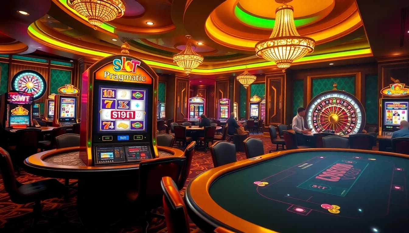 Engage with the slot pragmatic machine at a luxurious casino, showcasing vibrant gameplay and excitement.
