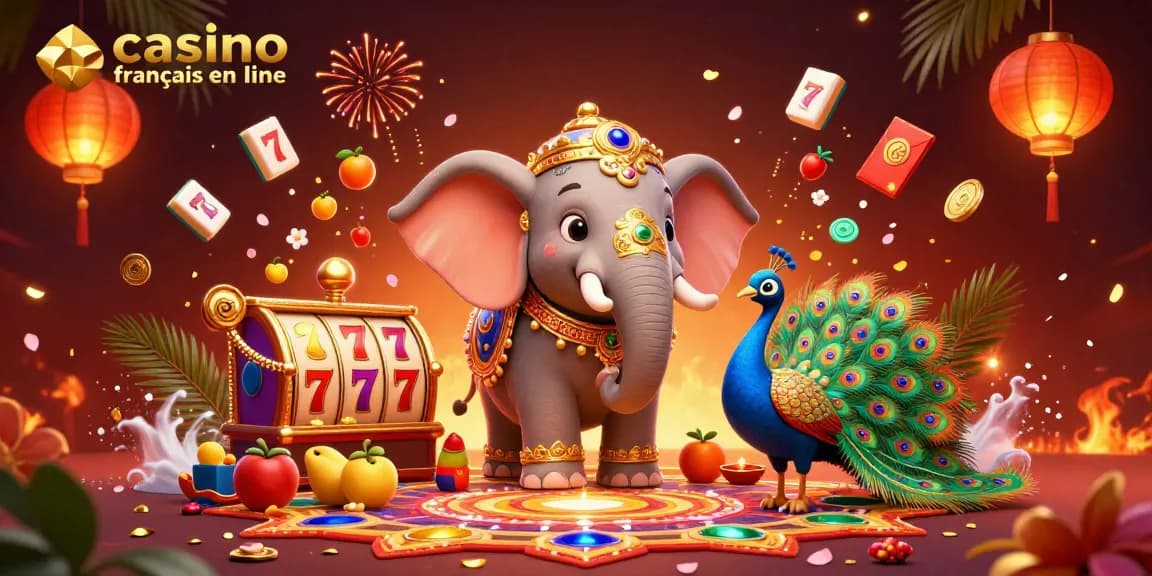 Profitez des gains au casino français en ligne avec des éléphants colorés et des machines à sous à gagner.