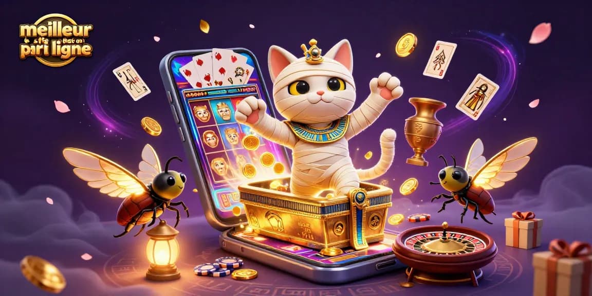 Le meilleur site de pari en ligne avec un chat momie égyptien, un scarabée doré et des jeux de casino animés.