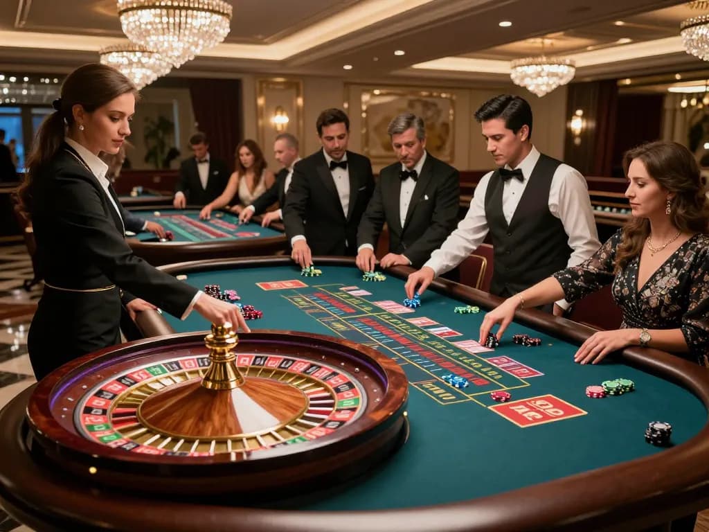 Players enjoying roulette gameplay at a casino senza licenza aams, showcasing dynamic betting atmosphere