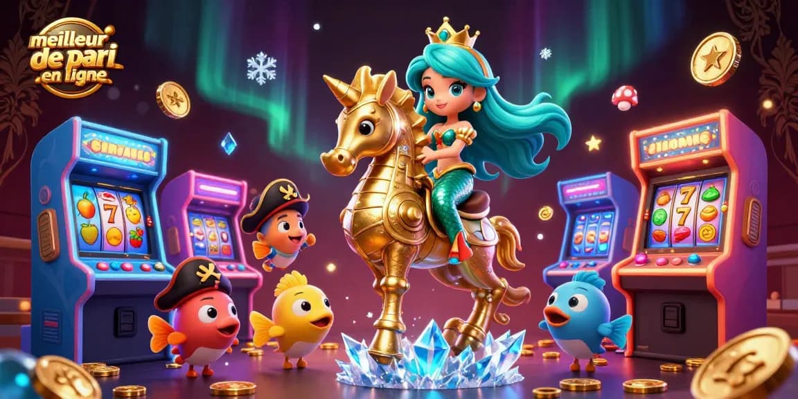 Gagnez avec le meilleur site de pari en ligne grâce à une illustration colorée de casino.