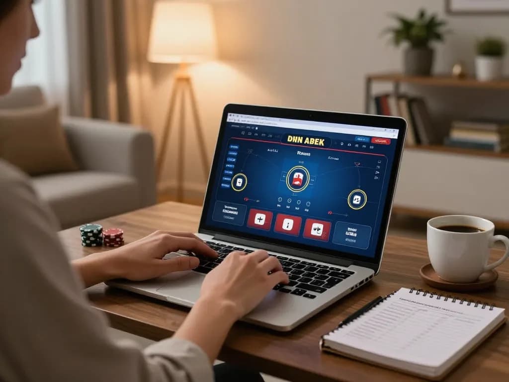 Engaging with online casino gaming by accessing the homepage 79king from a modern living room setup.