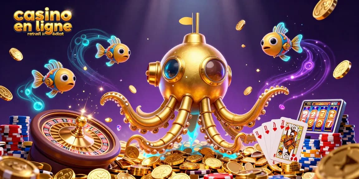 Casino en ligne retrait immédiat : plongez dans un univers de jeux avec créatures sous-marines et pièces d'or.
