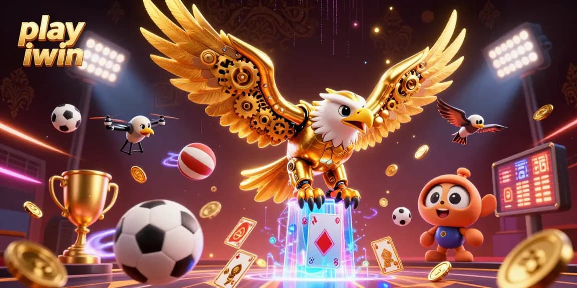 Play iwin and win big with this vibrant and dynamic 3D casino scene full of exciting game elements.