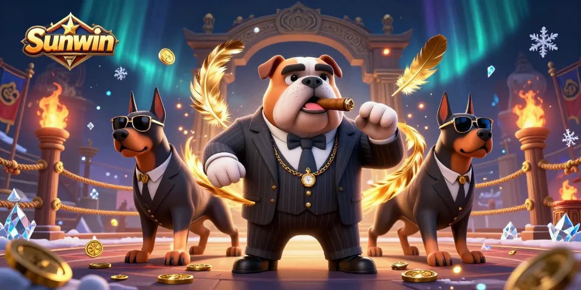 Experience thrilling gameplay in Sunwin, featuring a mafia boss bulldog and dynamic casino action.