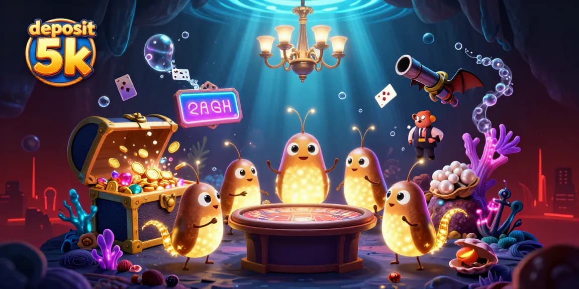 Engage in thrilling gameplay with deposit 5k at this vibrant casino scene.