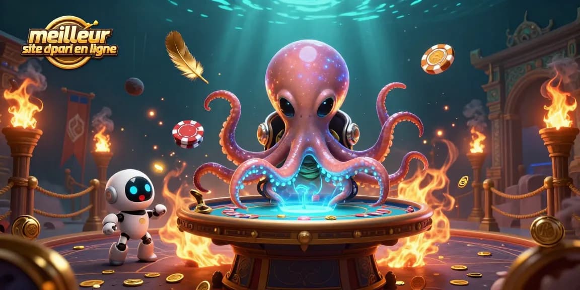 Jouez sur le meilleur site de pari en ligne avec un octopus alien et un robot au poker spatial.