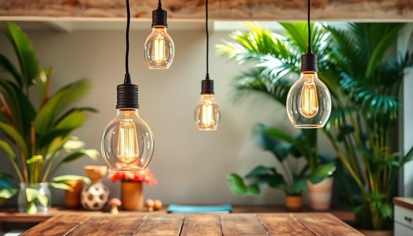 Enhance your space with stylish island lighting for a vibrant kitchen atmosphere.