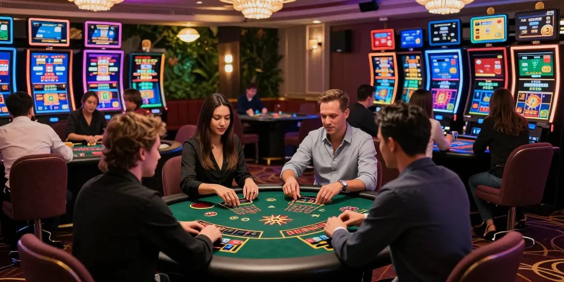 Casinos that accept credit cards featuring players enjoying games in a vibrant online casino environment.