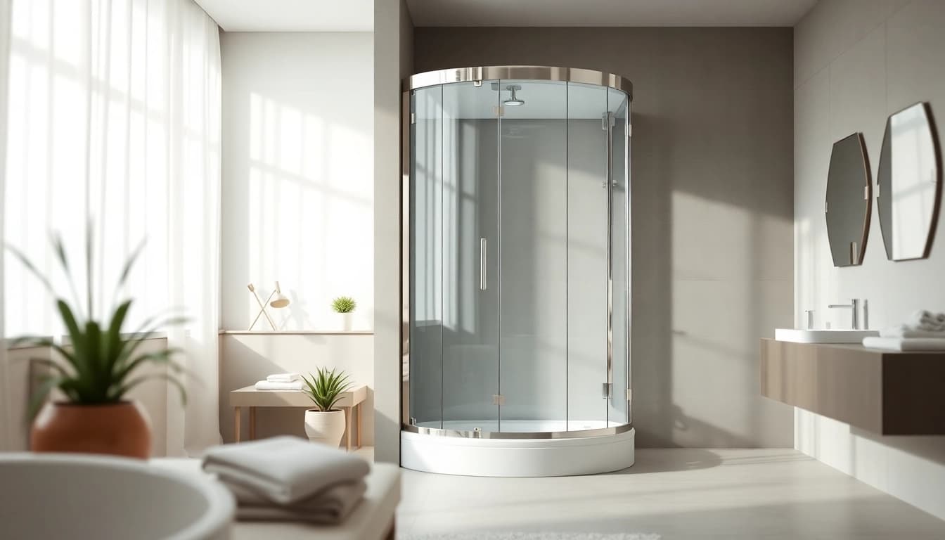 Genießen Sie die elegante sonni Duschkabine in diesem ästhetischen Badezimmer-Design.