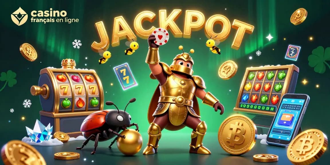 Jouez à un casino francais en ligne avec une scène dynamique de personnages et symboles de gain.