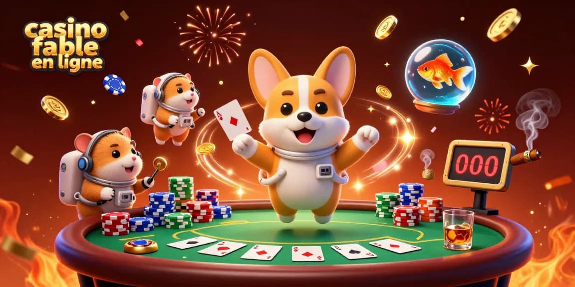 Plongez dans l'univers d'un casino fiable en ligne avec un corgi astronaute flottant et des jetons de poker en apesanteur.
