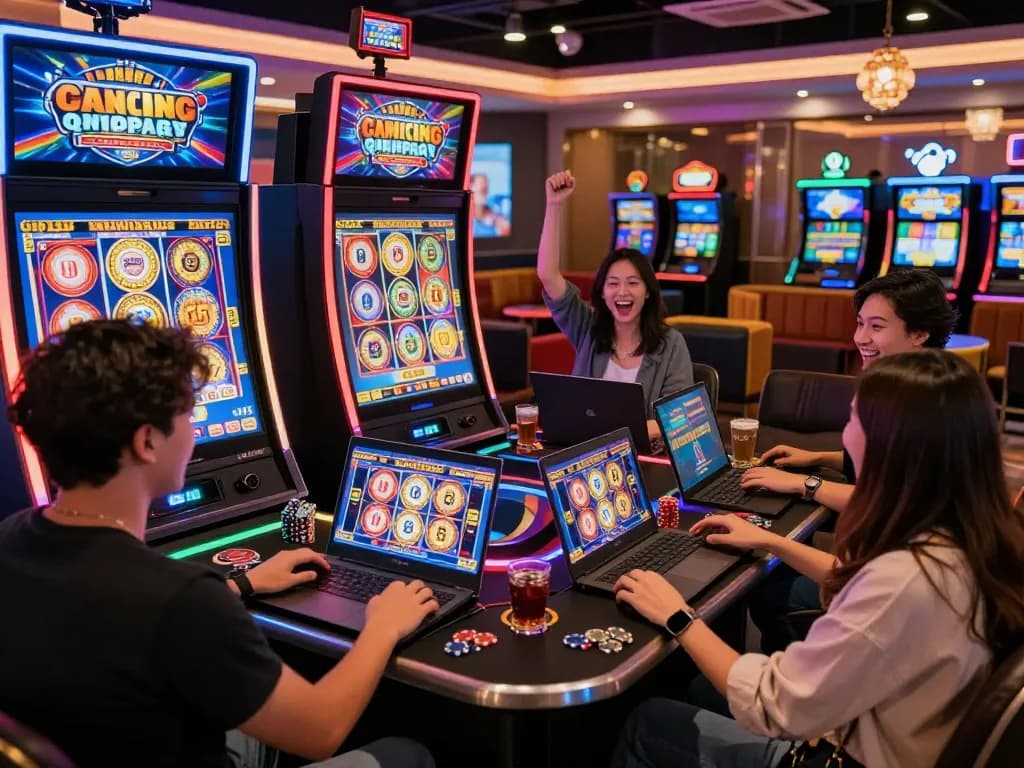 Pemain yang antusias terlibat dengan permainan kasino online situs slot gacor di tengah suasana yang hidup