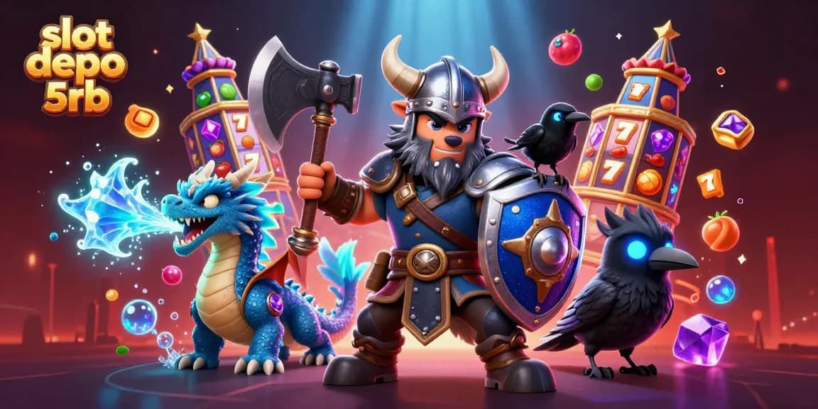 Experience thrilling spins at slot depo 5rb with colorful jackpot reels, lucky 7s, and fantastical characters.