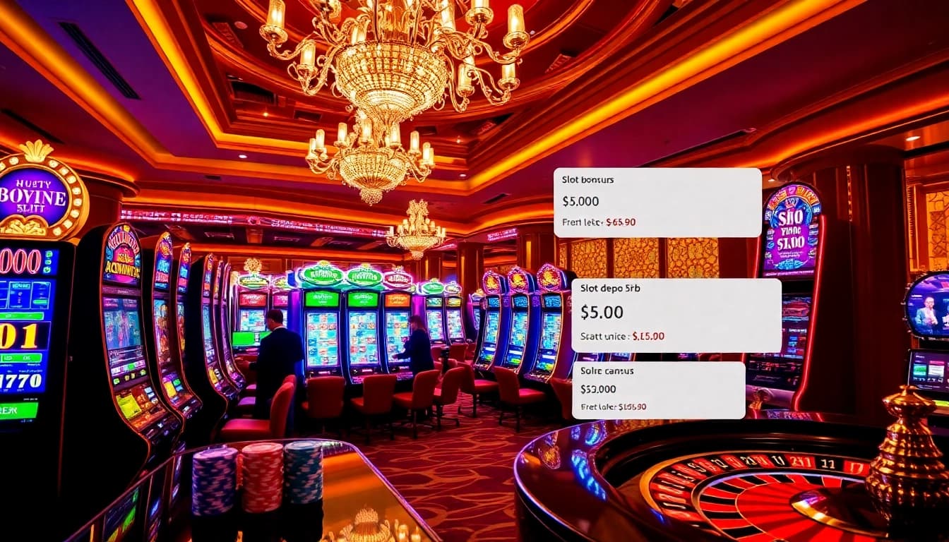 Pemain yang bersemangat merasakan sensasi permainan Slot Depo 5rb di lingkungan kasino yang dinamis.