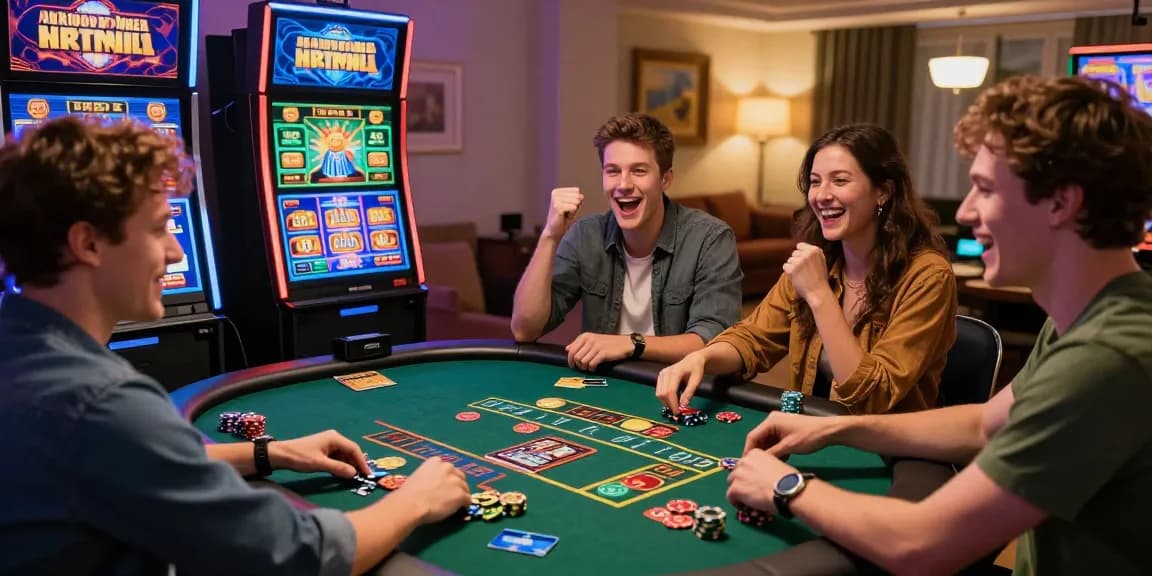 Players enjoying a lively online casino atmosphere with games that accept credit cards.