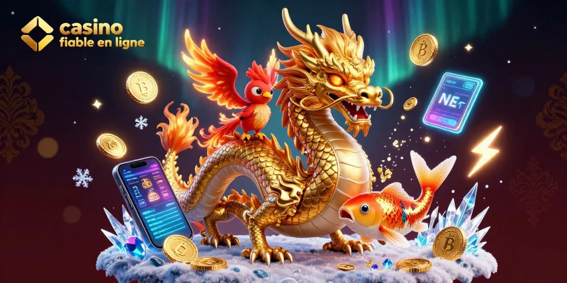 Retourner au monde de casino fiable en ligne avec des dragons, la monnaie numérique et des pièces d'or éclatantes.