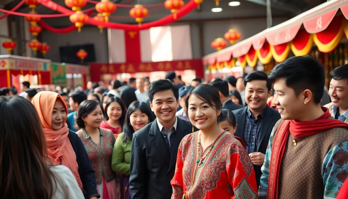 Joyful interaction in the Uyghurs Community during a vibrant cultural festival celebration.