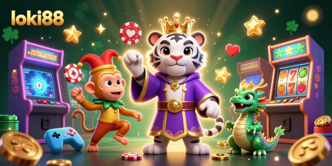 Engage with loki88 in this vibrant casino scene featuring iconic characters and gaming elements.
