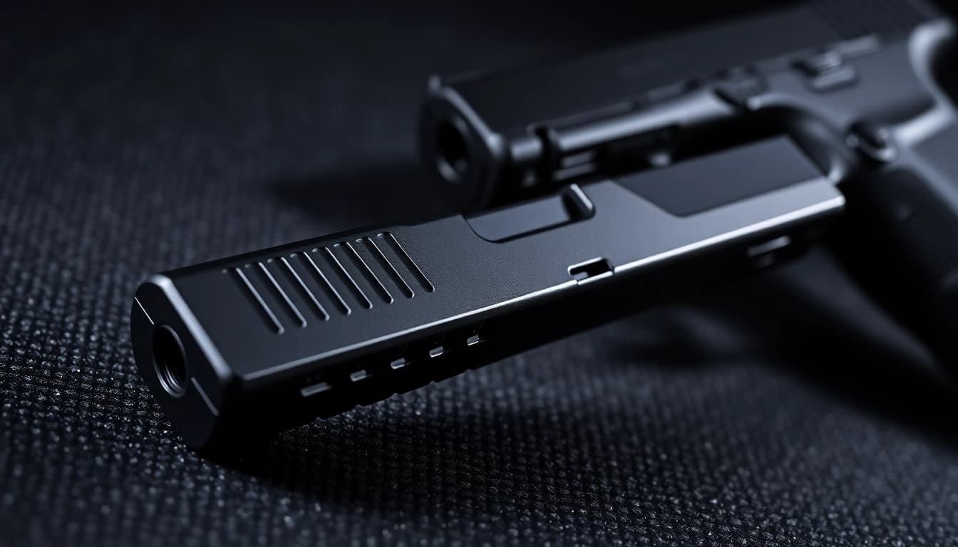 Showcasing a glock 17 slide for sale with detailed features and sleek design.