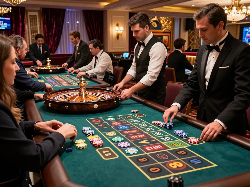 Experience the excitement of roulette at 388bet's lively casino floor with active gameplay.