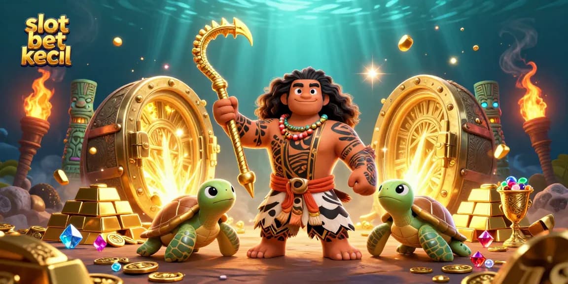 Engage with slot bet kecil and unlock treasures in this vibrant 3D casino illustration.