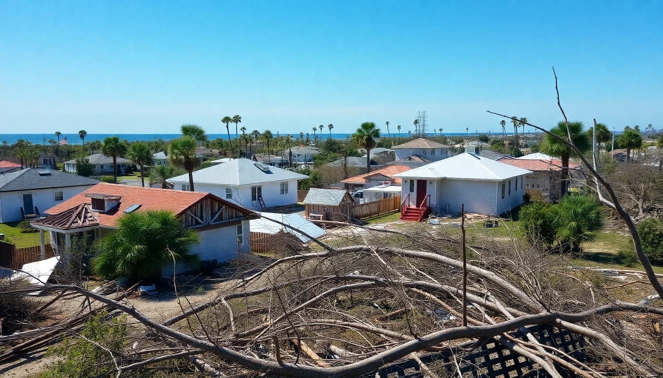 Assess residents' challenges after Florida Hurricane Damage illustrated by aerial views of coastal destruction.