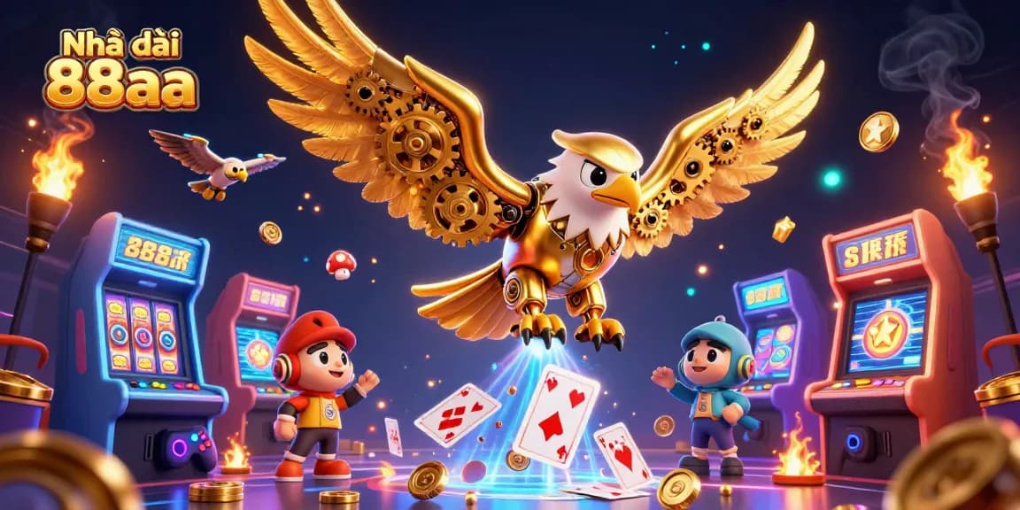 Experience thrilling gameplay at Nhà cái 88aa, featuring a dynamic 3D casino scene filled with games and excitement.