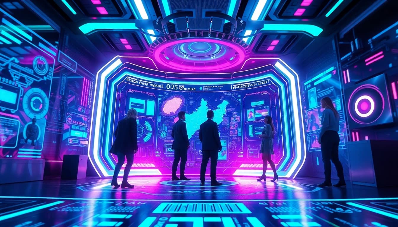 Engage with character ai nsfw in a futuristic chat interface surrounded by digital elements.