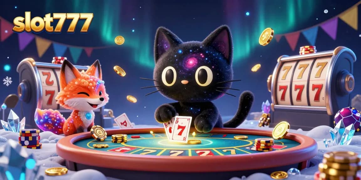 Menangkan permainan slot777 dengan kucing lubang hitam yang menarik chip emas dan kartu