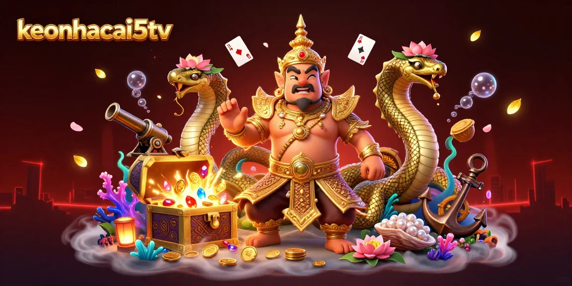 Experience the thrill of betting with keonhacai5tv amidst treasure and vibrant casino elements.