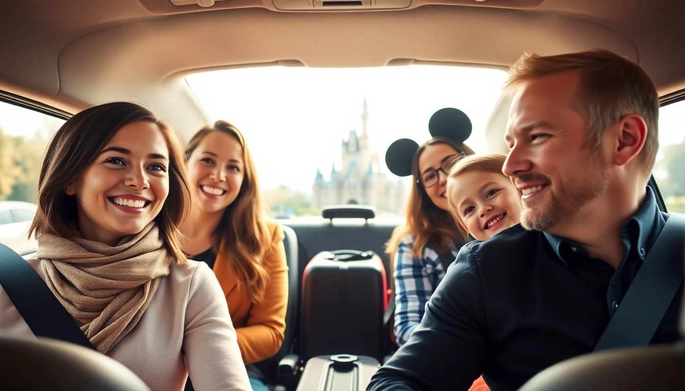 Families enjoying a Beauvais Airport to Disney Transfer in a comfortable vehicle.