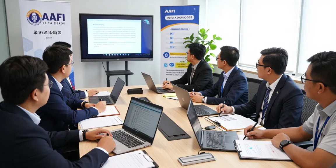 Rapat profesional anggota AAFI KOTA DEPOK dengan perangkat modern dan kolaboratif.