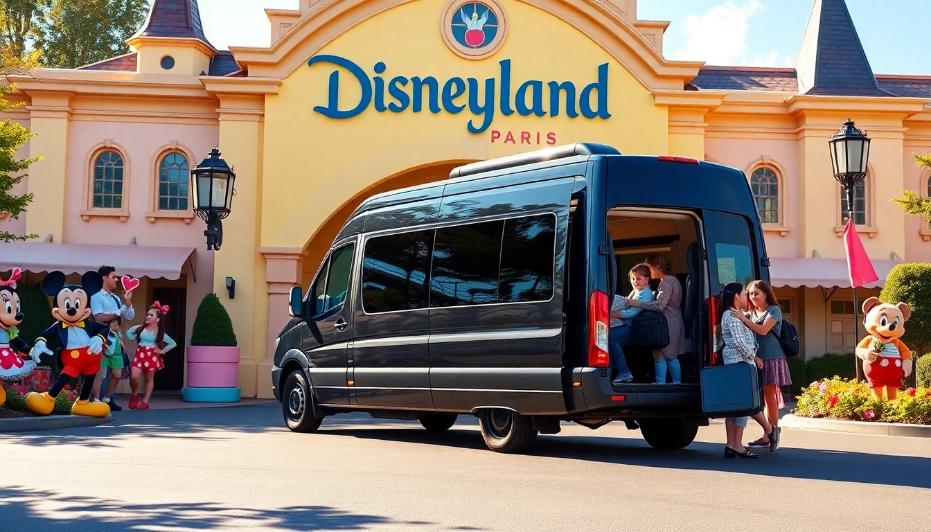 Beauvais Airport to Disney Transfer showcasing a family happily departing for Disneyland Paris.