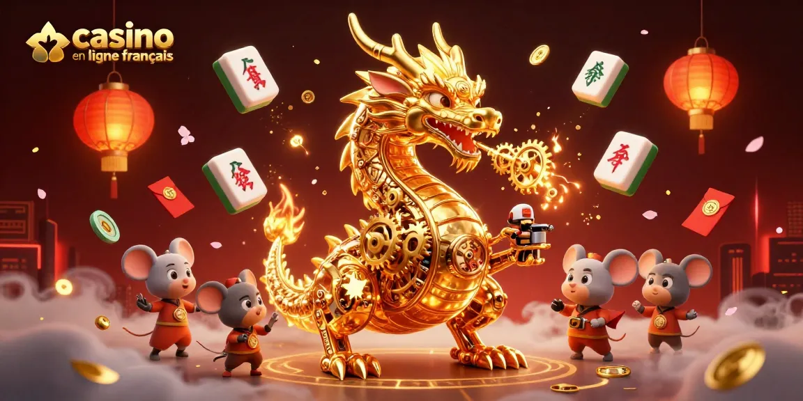 Rejoignez le meilleur casino en ligne français avec une illustration vibrante de jeux et d'action dynamique.
