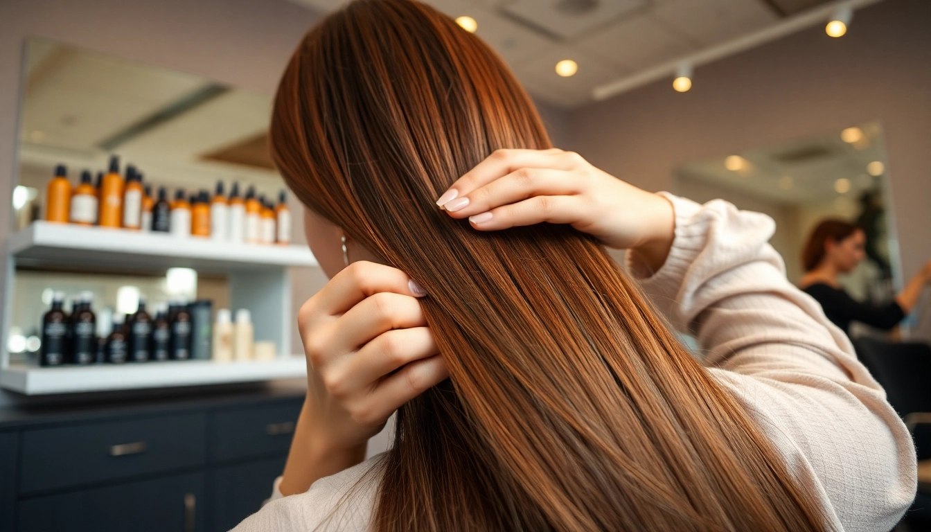 Sew in weft hair extensions being expertly applied by a stylist in a bright salon, showcasing quality and technique.