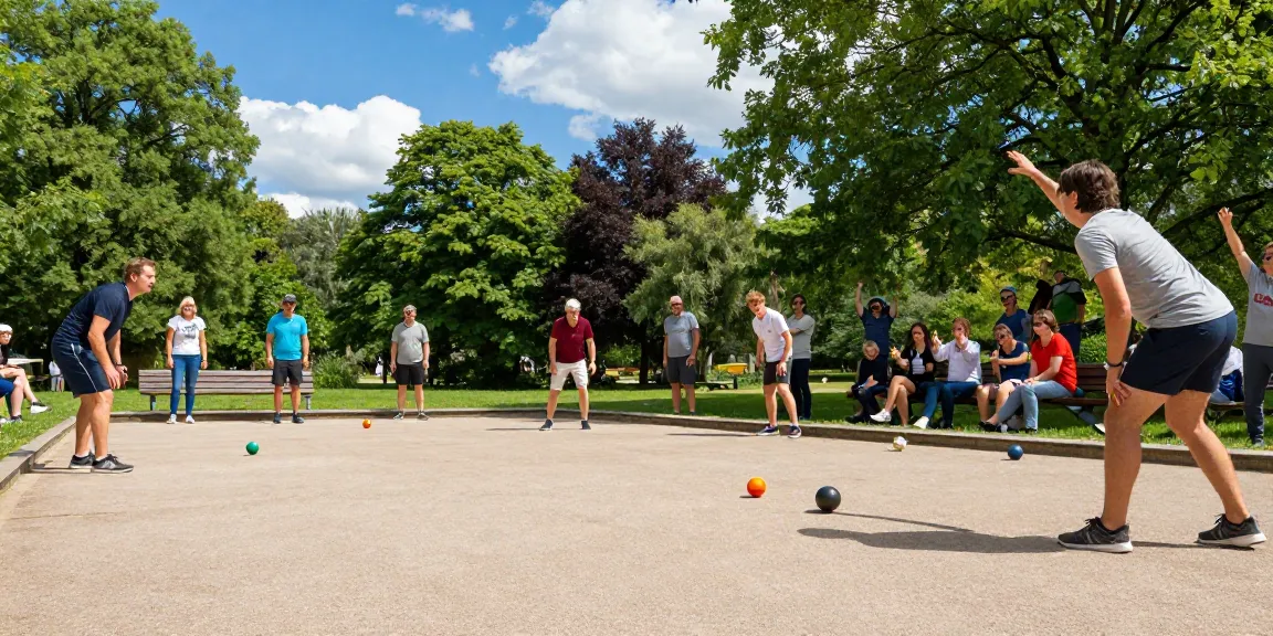Permainan petanque di fopikotamanado.org dengan pemain beragam di taman.