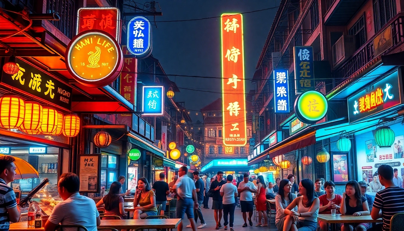 Vibrant 하노이밤문화 scene showcasing lively bars and street life in Hanoi.