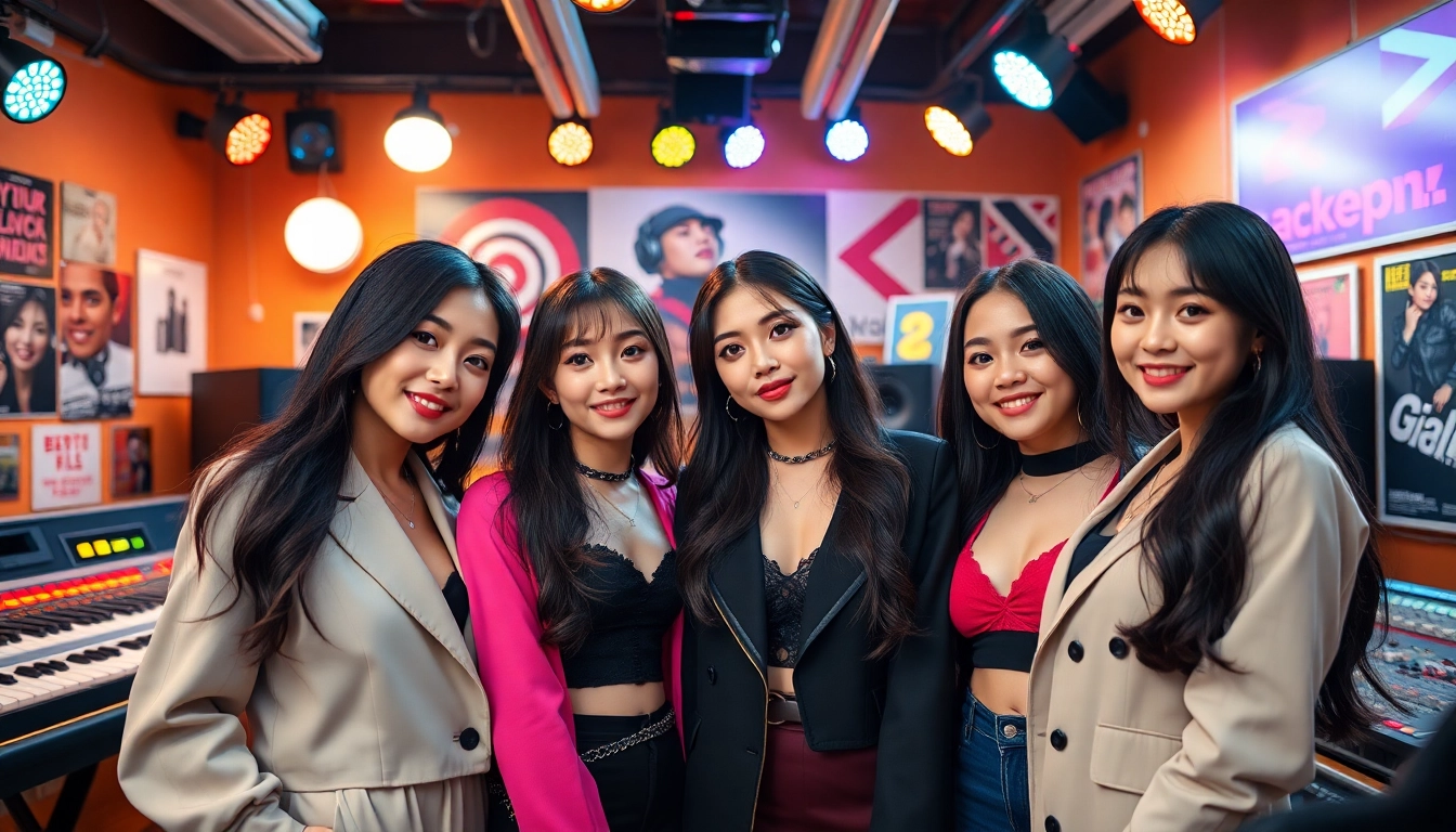 Engaging shot of the blackpink members in a music studio, showcasing their unique styles.