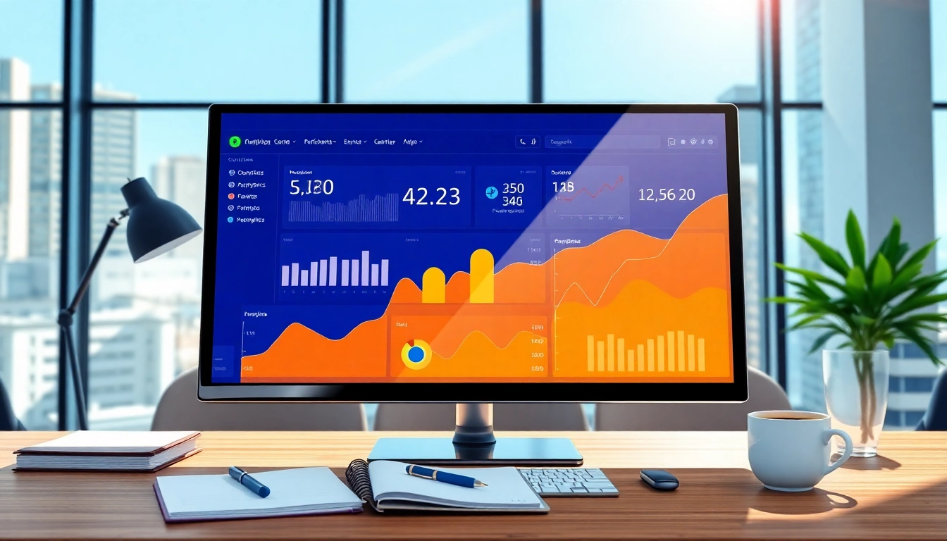 Visualize SEO performance data analysis on a modern workstation with vibrant graphs.