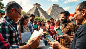 Engaging atmosphere of sports betting in Mexico showcasing bettors interacting with betting apps and vibrant culture.