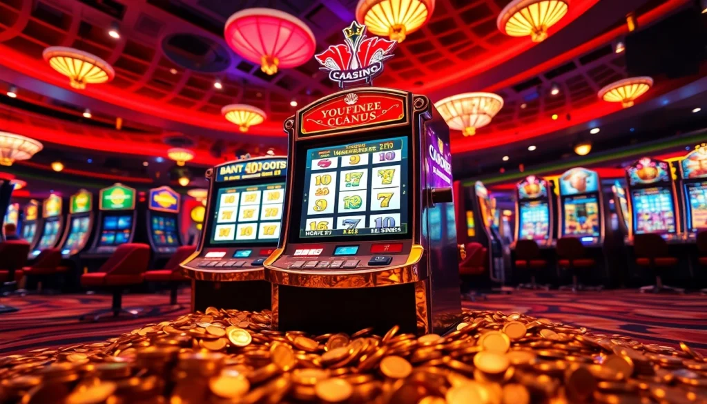 Memenangkan slot gacor hari ini dengan mesin slot yang penuh koin dan tiket kemenangan.