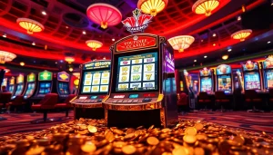 Memenangkan slot gacor hari ini dengan mesin slot yang penuh koin dan tiket kemenangan.