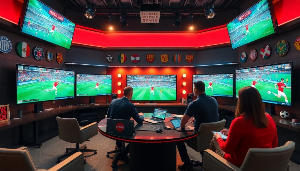 해외축구중계의 생생한 순간을 전하는 스튜디오의 전문 방송인들