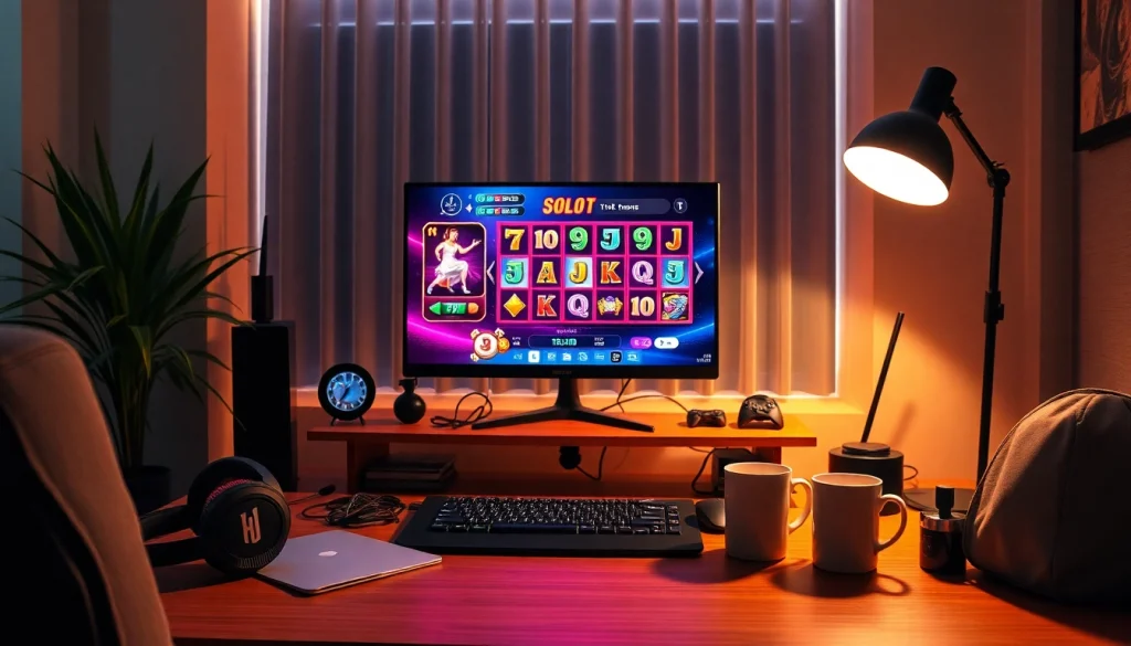 Exciting slot hoki gaming setup showcasing vibrant online gameplay.