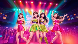 blackpink members in an electrifying concert atmosphere showcasing their vibrant performance.