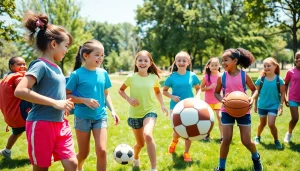 Girls participating in fun activities at Multi Sports Camps for Girls, showcasing teamwork and sportsmanship.