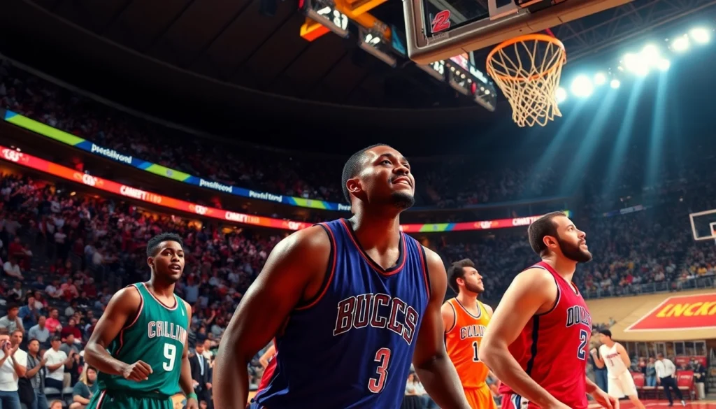 ดูบาสสด ในสนามกีฬาที่เต็มไปด้วยผู้ชมที่เชียร์และนักกีฬากำลังต่อสู้เพื่อชิงชัย